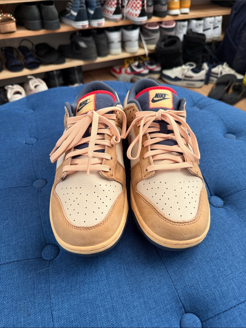 Nike Men’s Tan, Cream and Navy Low-Top Sneakers